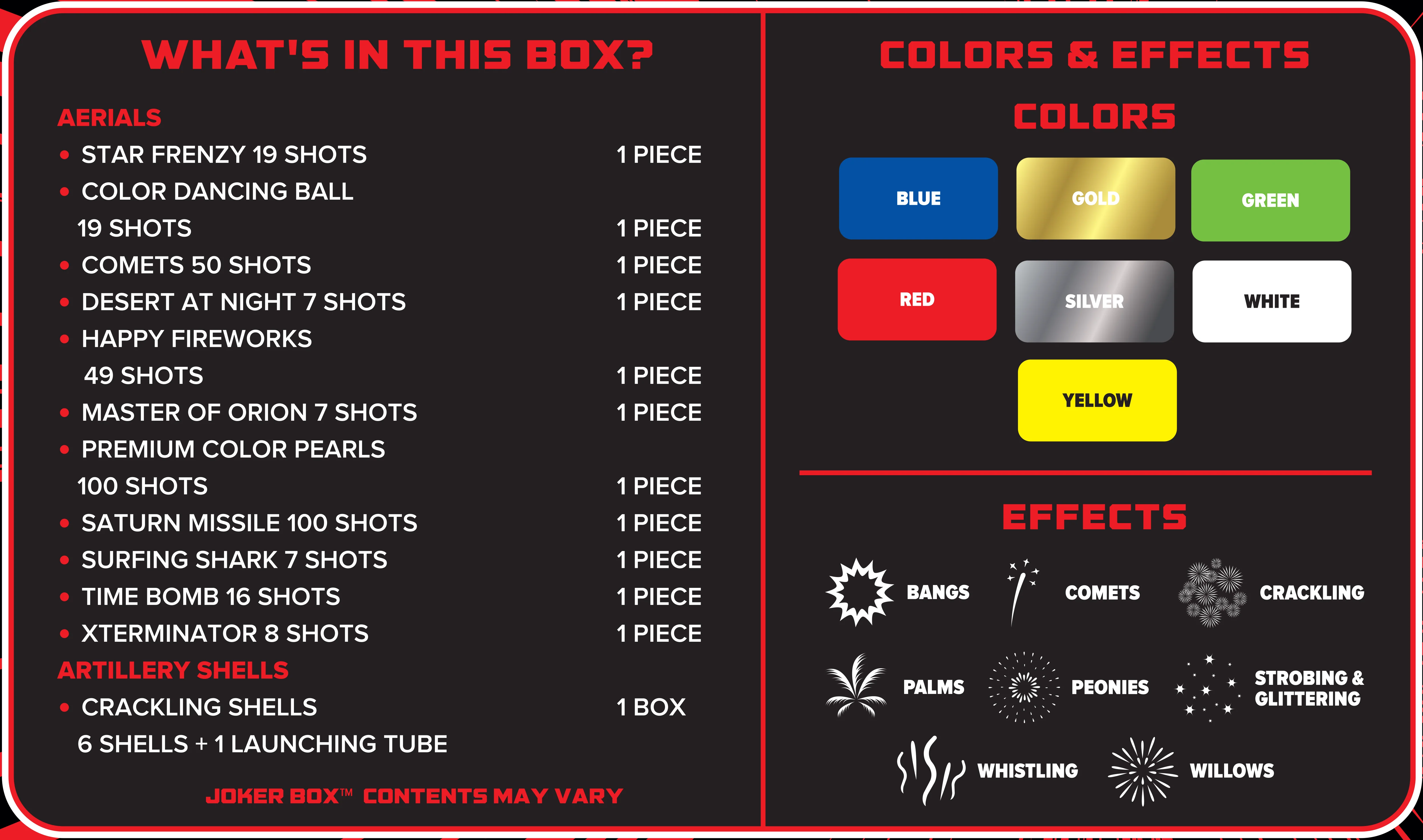 Joker™ Box 370 Shot Fireworks Samplers™ - Image 6
