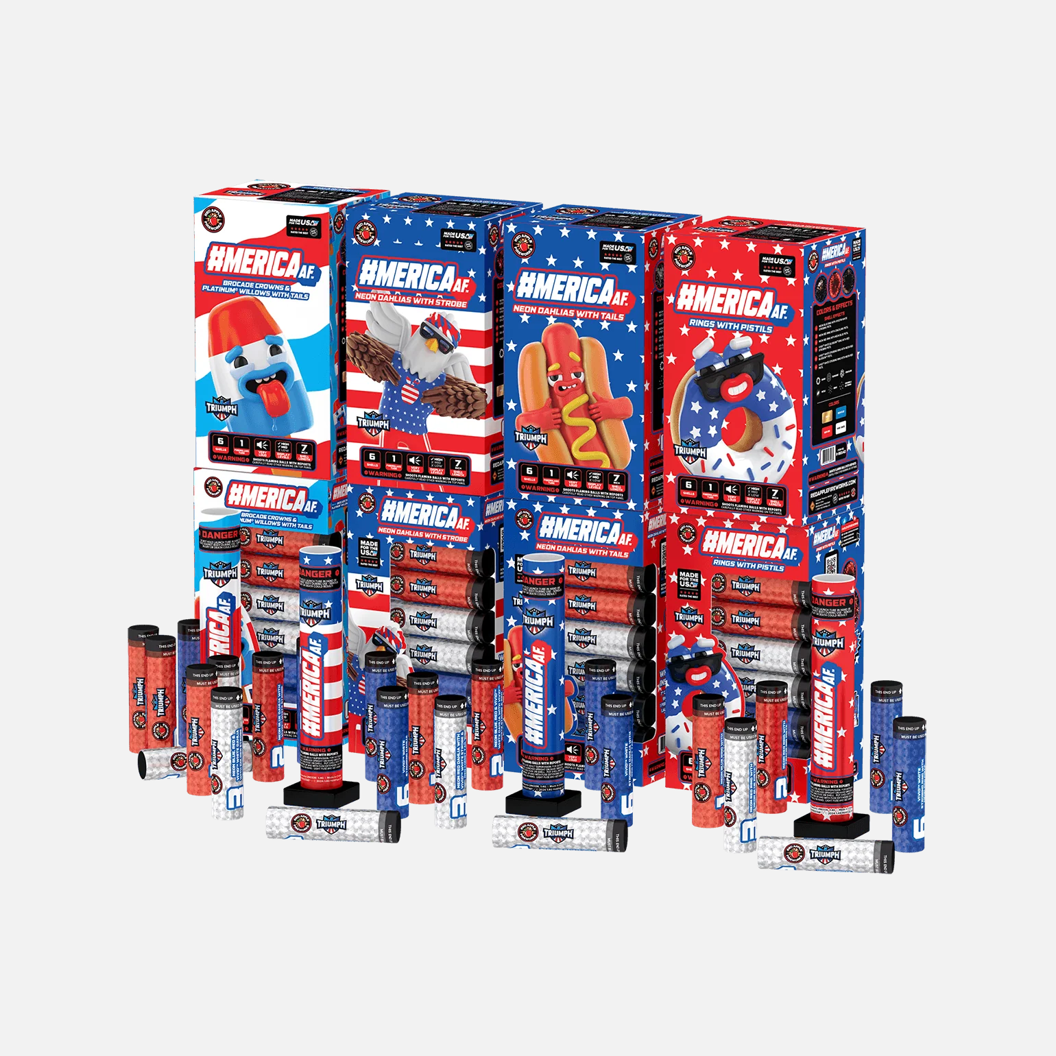 #MericaAF™ 6 Shot 7" Red, White & Blue Canister Shells - Image 4