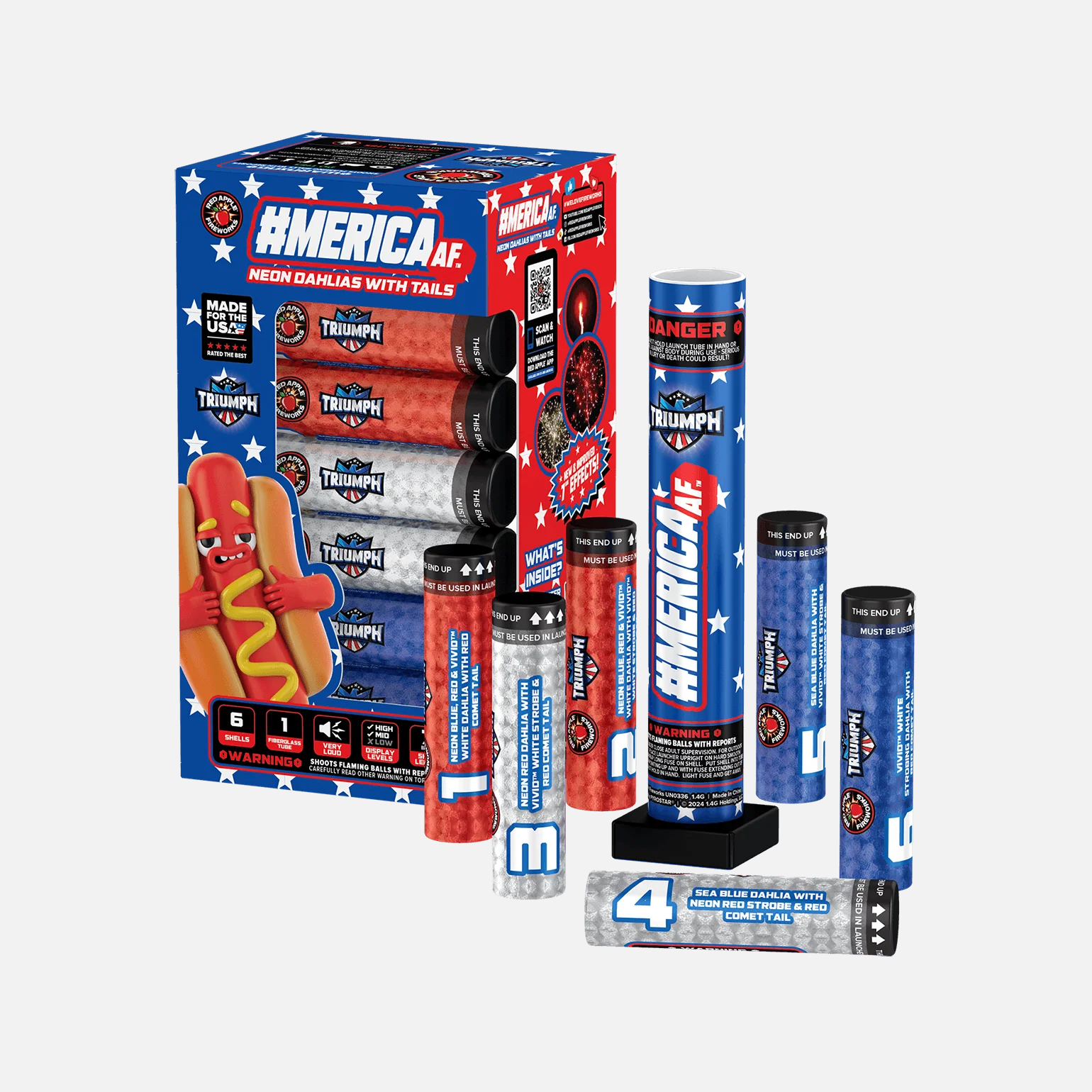 #MericaAF™ 6 Shot 7" Red, White & Blue Canister Shells - Image 7