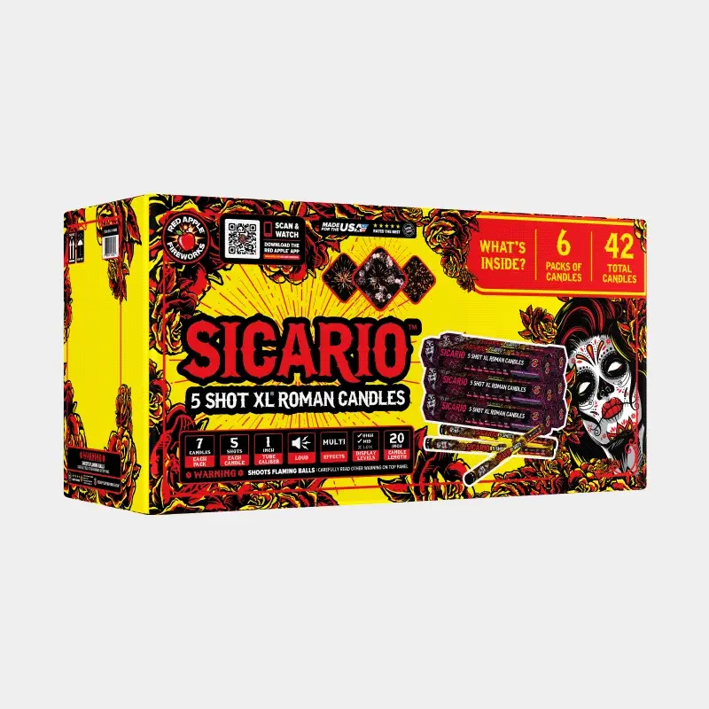 Sicario™ 5 Shot XL® Roman Candles - Image 3