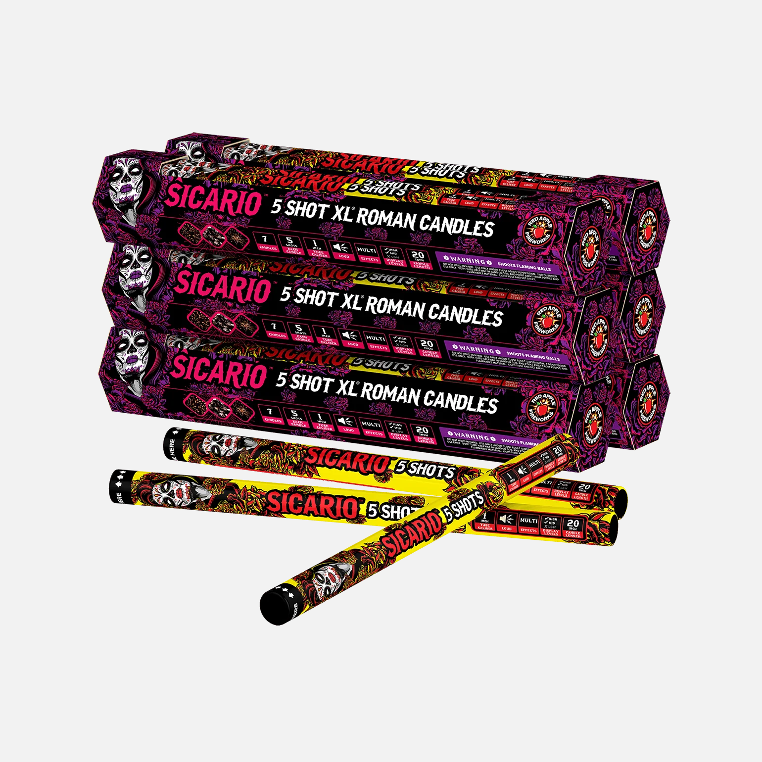 Sicario™ 5 Shot XL® Roman Candles - Image 4